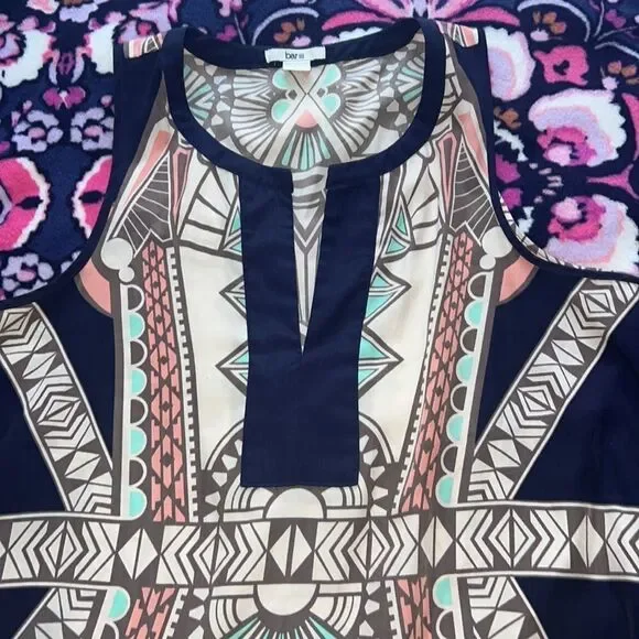 Bar lll Sleeveless Aztec Print Drop Waist Dress - Picture 5 of 6